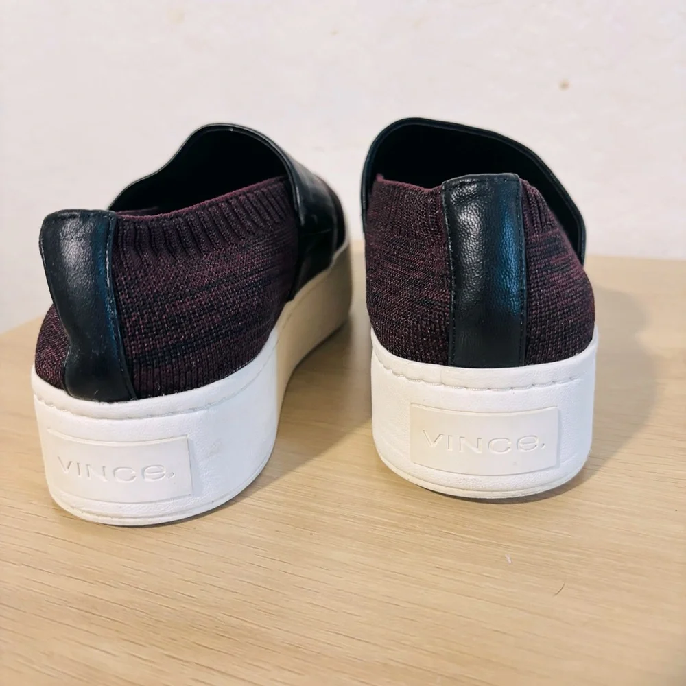 Vince Ward Women’s‎ Platform Slip-On Stylish Black and Burgundy Sneakers